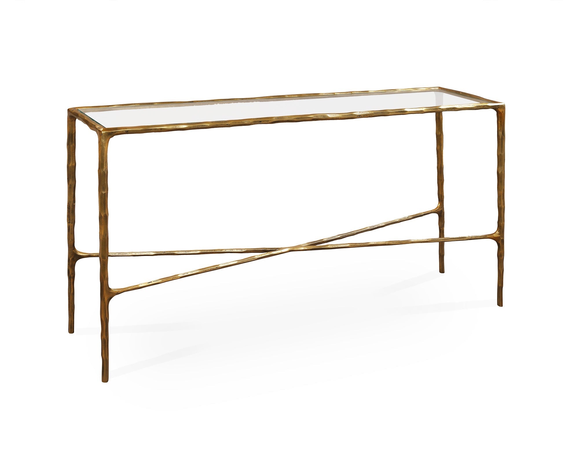 Liang & Eimil Cobra Console Table – Textured Antique Brass and Glass