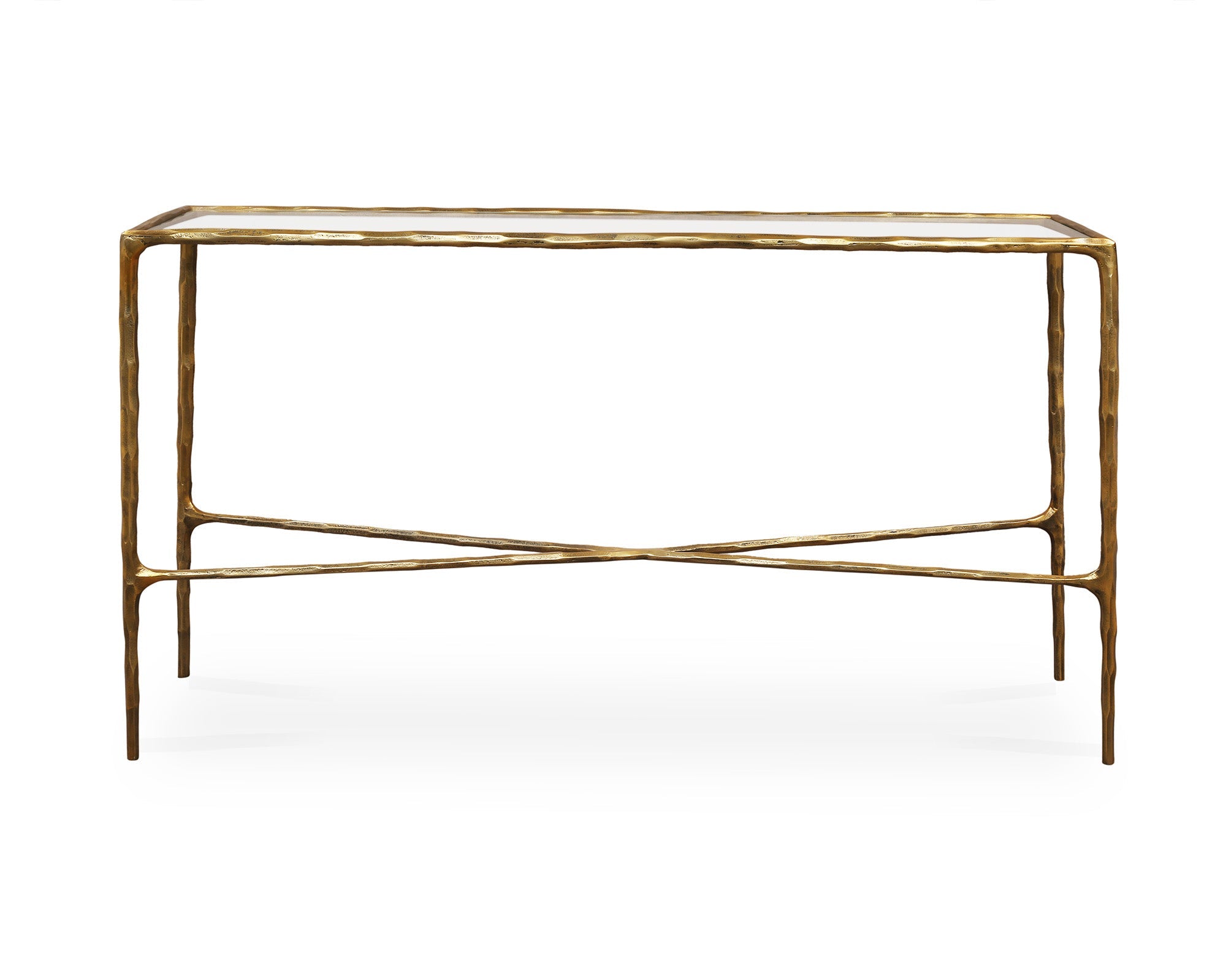 Liang & Eimil Cobra Console Table – Textured Antique Brass and Glass
