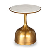 Polka Side Table - Brushed Brass and White Marble