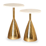 Yves Side Table (set of 2) - Polished Brass and White Marble