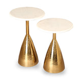 Yves Side Table (set of 2) - Polished Brass and White Marble