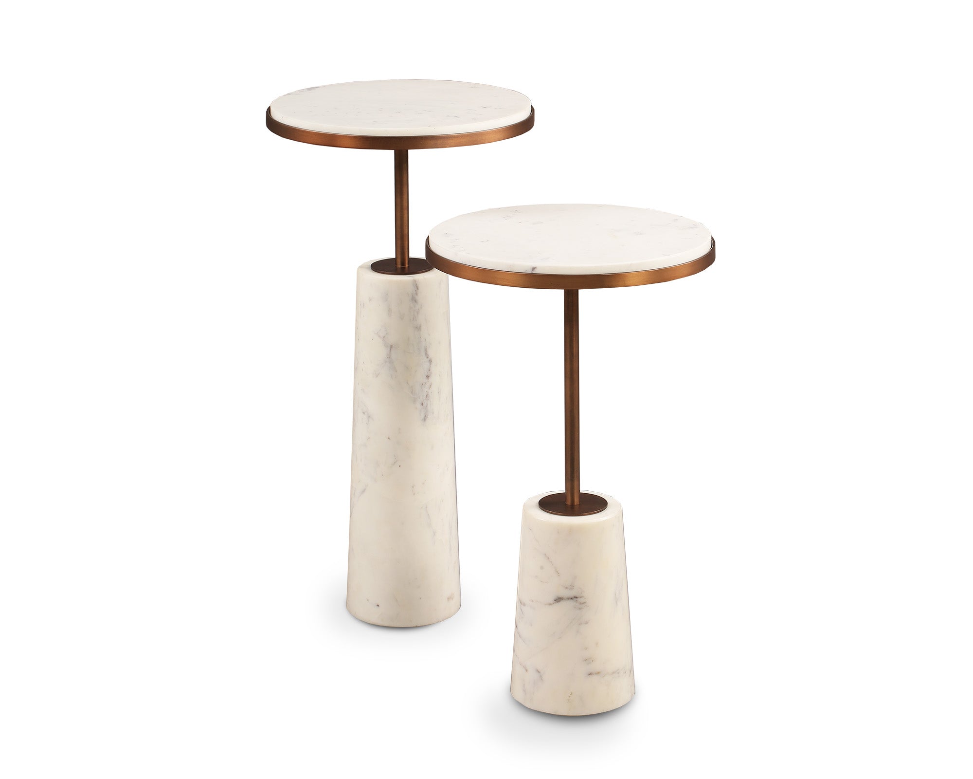 Liang & Eimil Notto Side Table (Set of 2) – White Marble & Antique Bronze