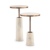 Notto Side Table (set of 2) - White Marble and Antique Bronze