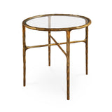 Cobra Side Table - Textured Antique Brass and Glass