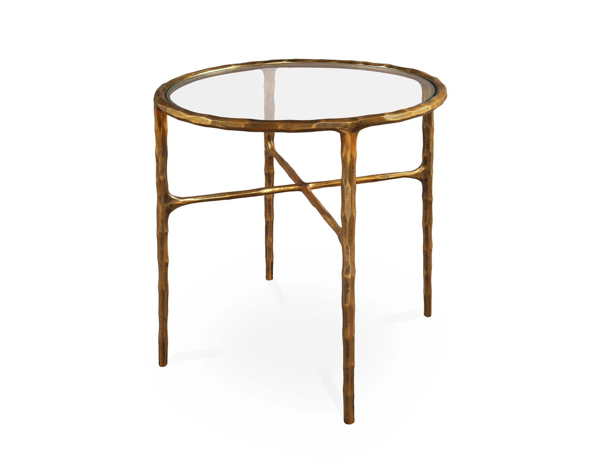 Liang & Eimil Cobra Side Table – Textured Antique Brass and Glass