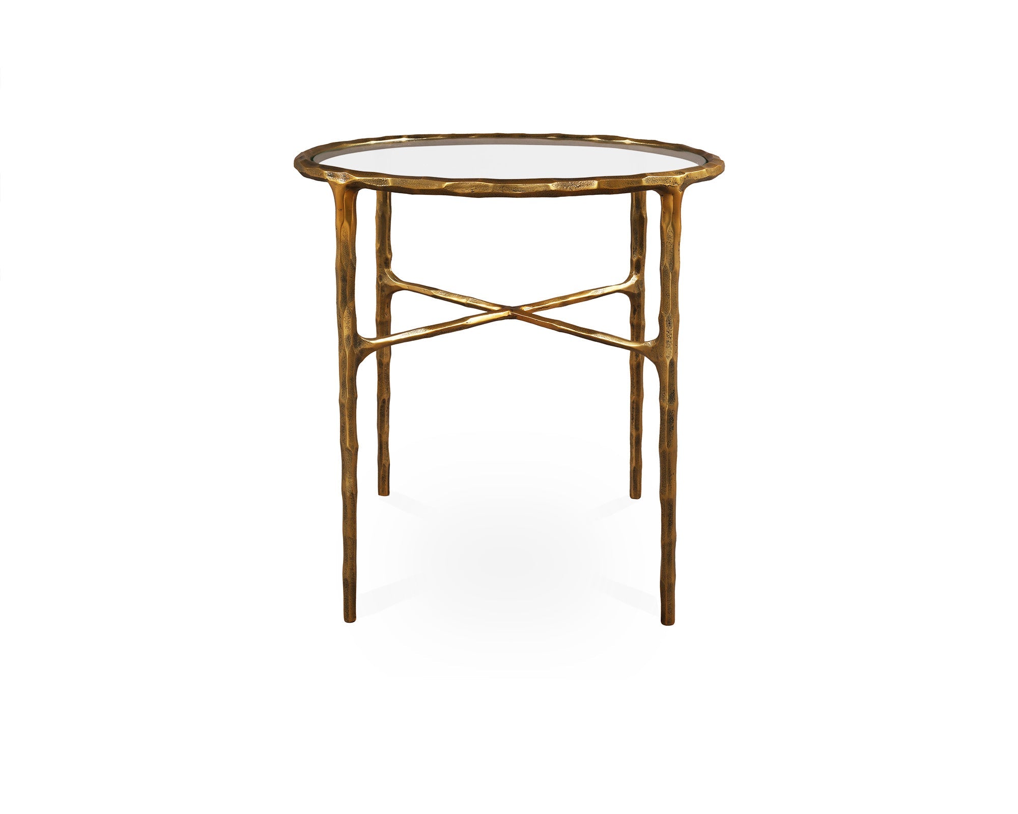 Liang & Eimil Cobra Side Table – Textured Antique Brass and Glass