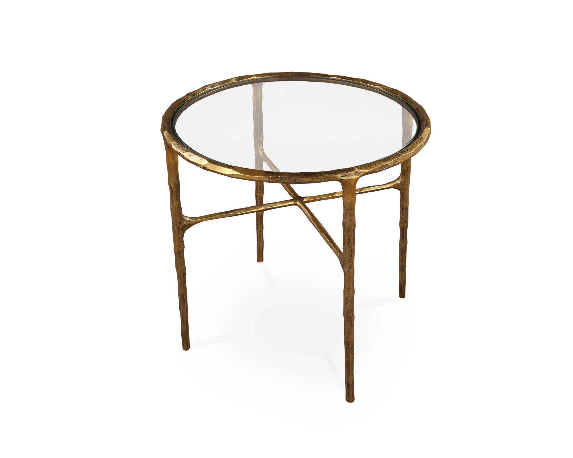 Liang & Eimil Cobra Side Table – Textured Antique Brass and Glass