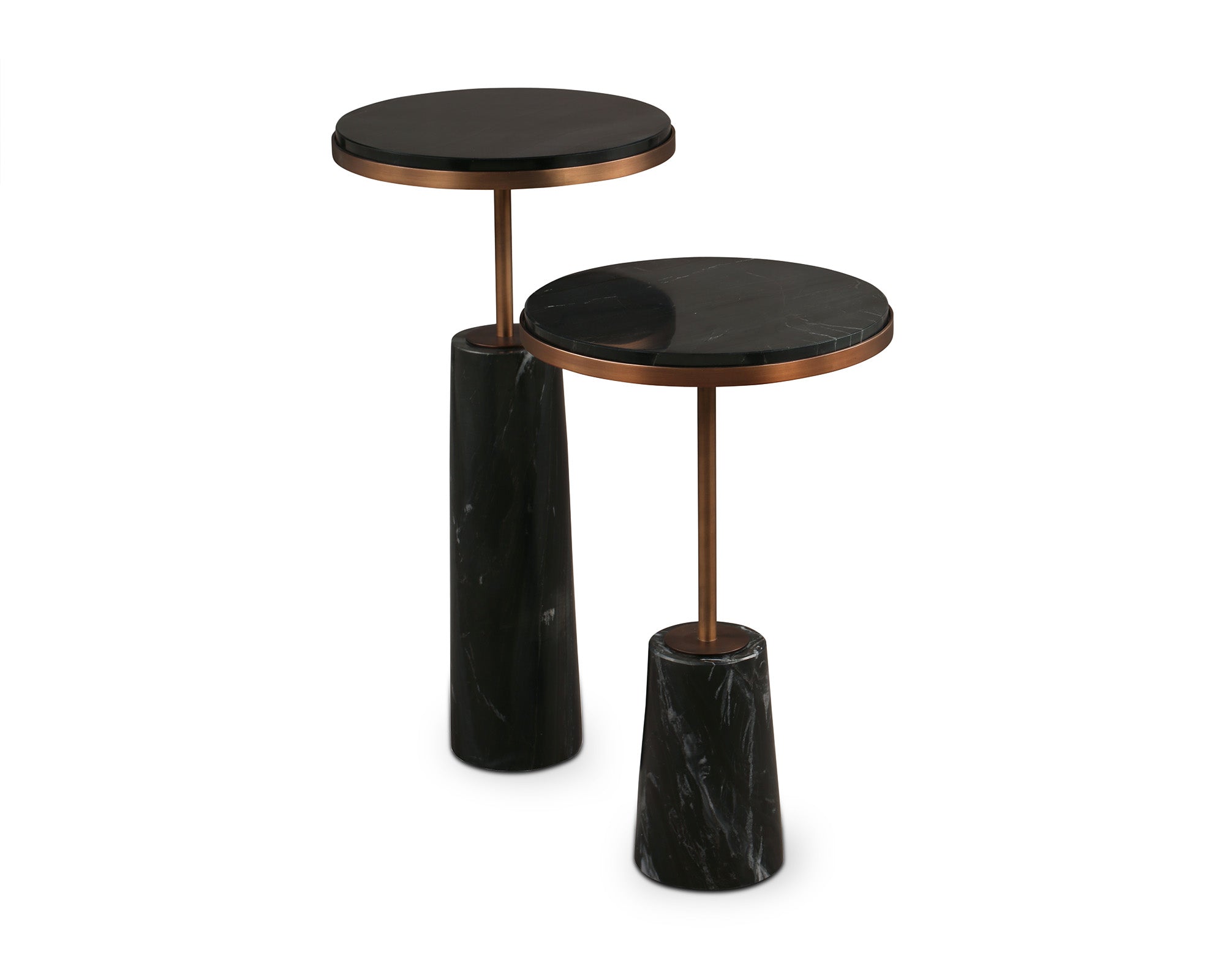Liang & Eimil Notto Side Table (Set of 2) – Black Marble & Antique Bronze
