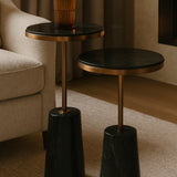 Liang & Eimil Notto Side Table (Set of 2) – Black Marble & Antique Bronze
