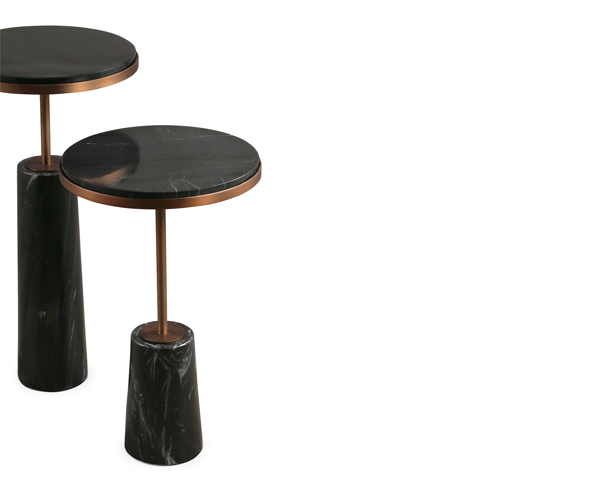 Liang & Eimil Notto Side Table (Set of 2) – Black Marble & Antique Bronze
