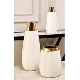 Vicar Vase - Large - White and Gold Ceramic