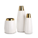 Vicar Vase -  Medium - White and Gold Ceramic