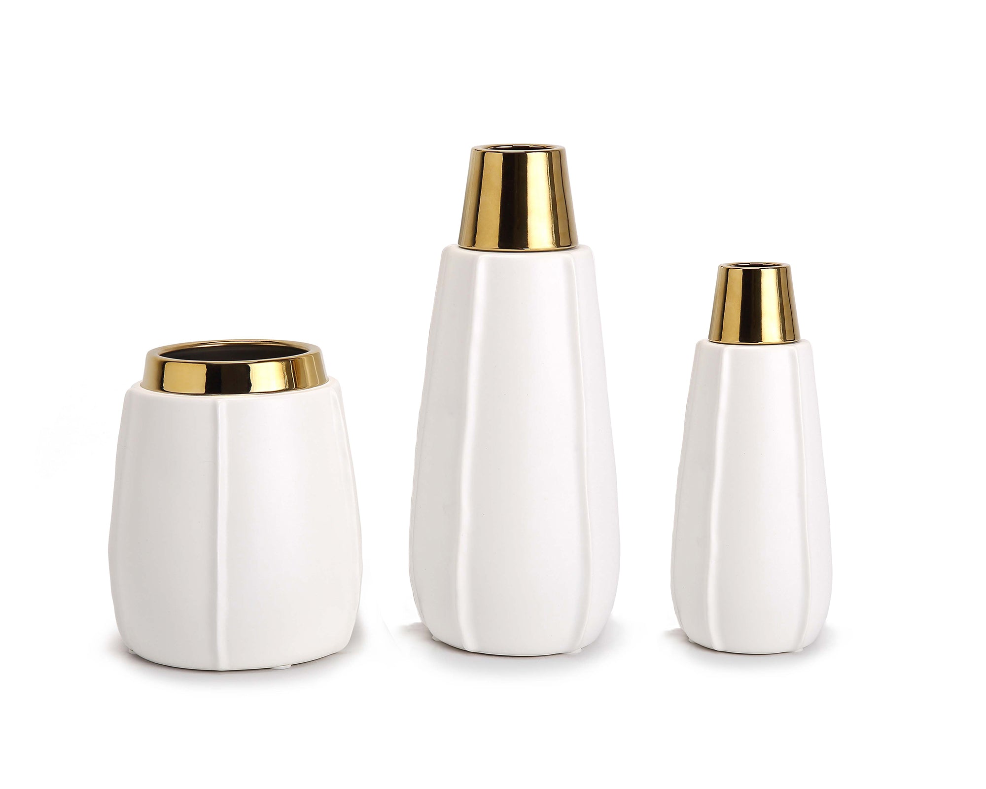 Vicar Vase - Small - White and Gold Ceramic