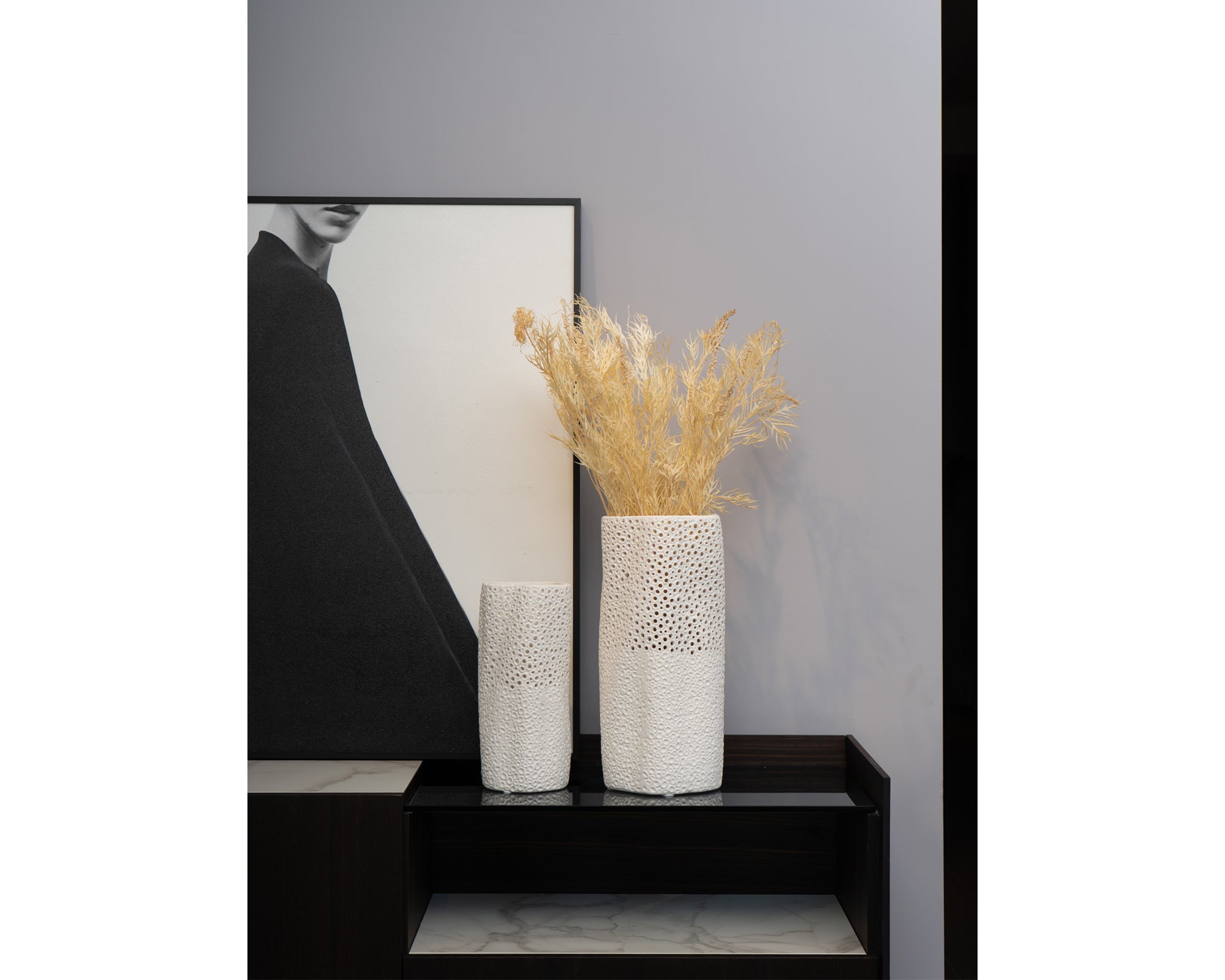 Mell White Vase - White Ceramic