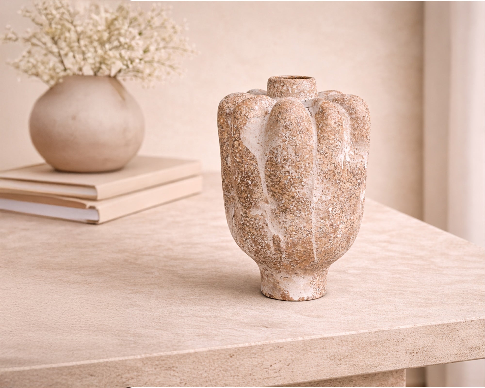 Liang & Eimil Sorello Vase - White/Brown Ceramic
