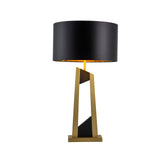 Pharo Table Lamp - Matt Brushed Brass, Black Leather