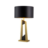 Pharo Table Lamp - Matt Brushed Brass, Black Leather