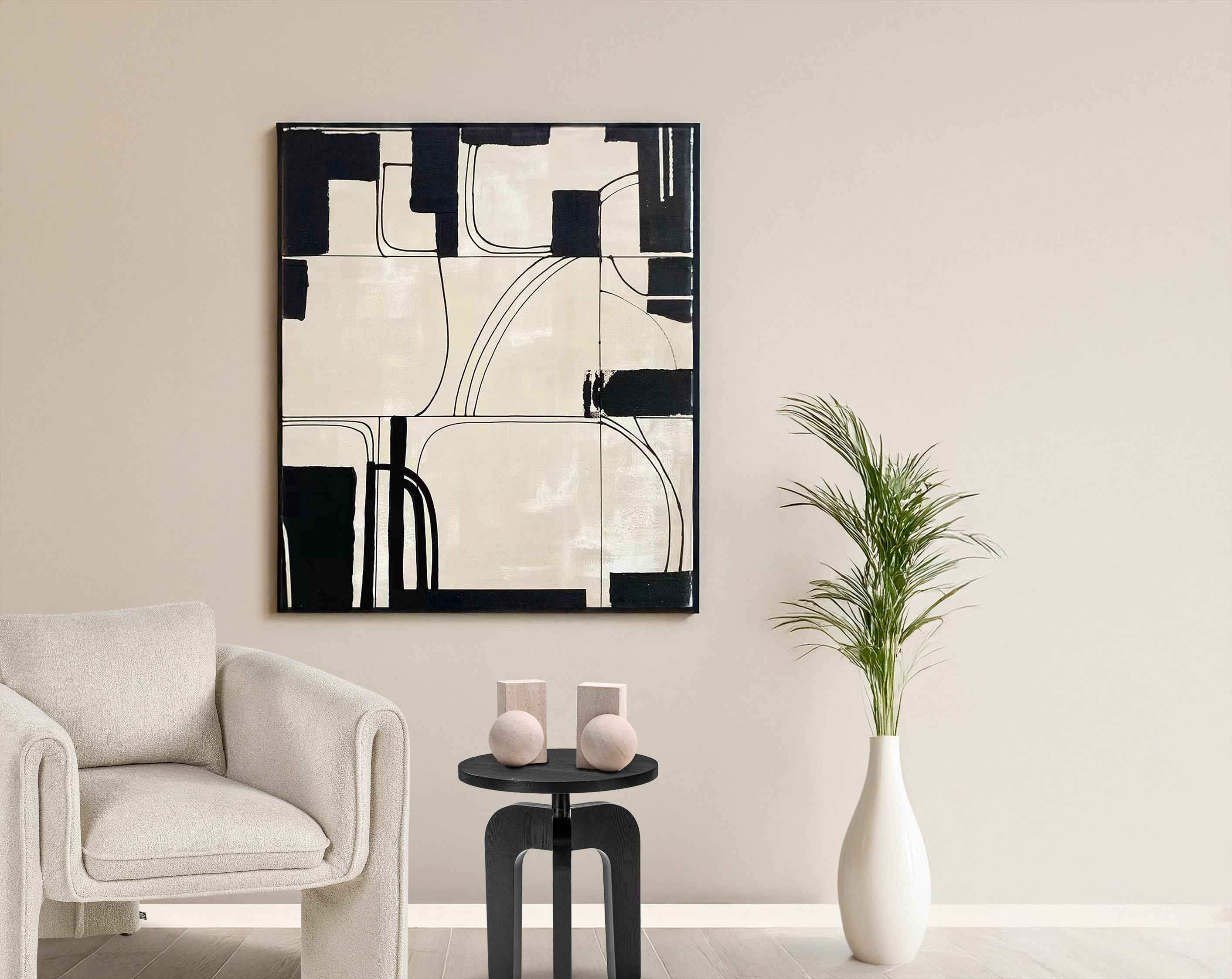 Architect's Dream Oil Painting - Black and Cream