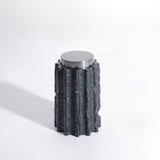 Meteorite Jar Large - Black Resin and Stainless Steel