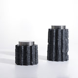 Meteorite Jar Large - Black Resin and Stainless Steel