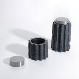 Meteorite Jar Large - Black Resin and Stainless Steel