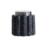 Meteorite Jar Small - Black Resin and Stainless Steel