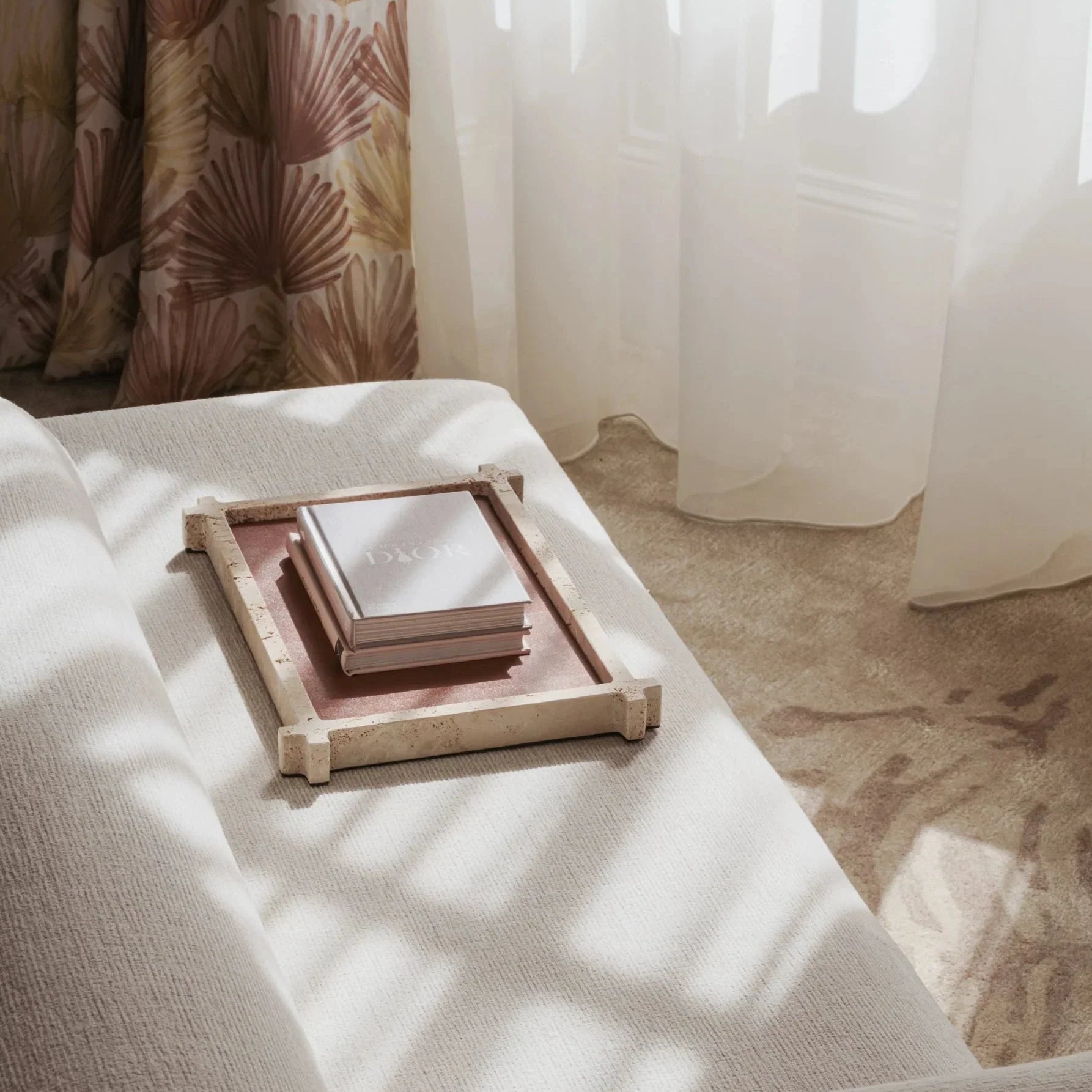Liang & Eimil Roche Tray in Beige Travertine