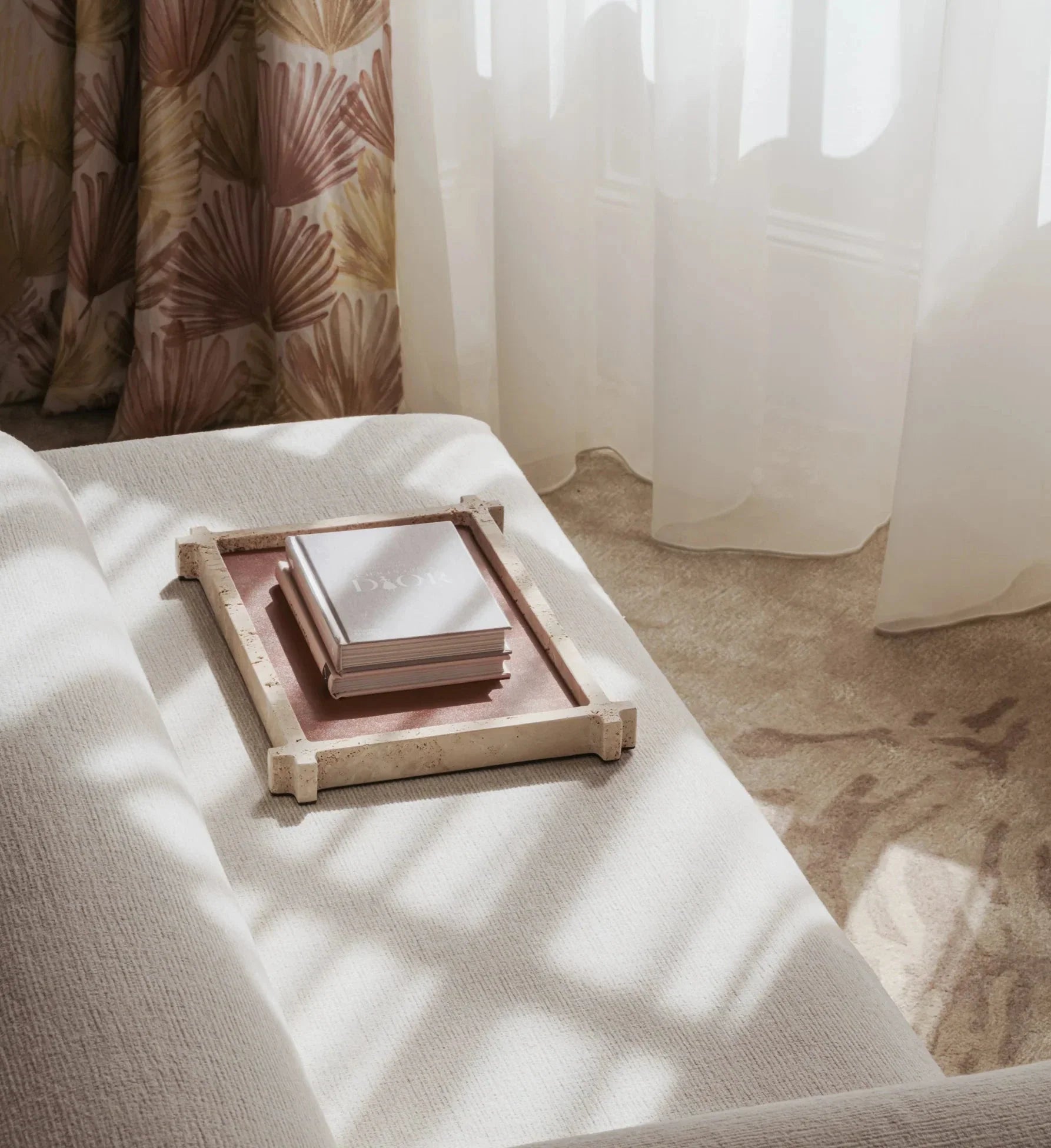 Liang & Eimil Roche Tray in Beige Travertine