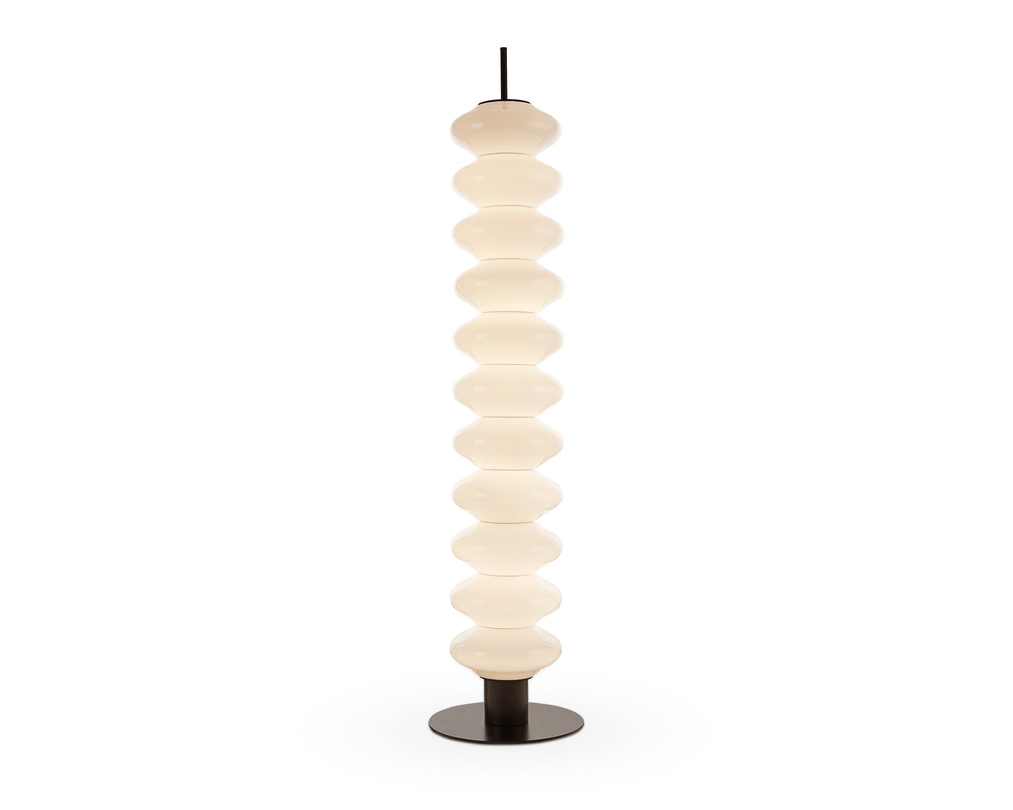 Jana Floor Lamp  - Glass, Black Iron Base