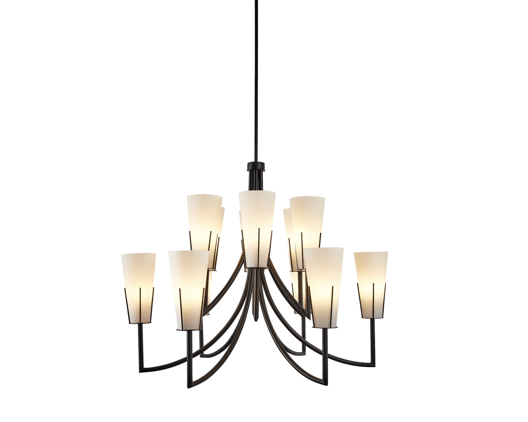 Liang & Eimil Magestic Chandelier in Black Metal and White Glass
