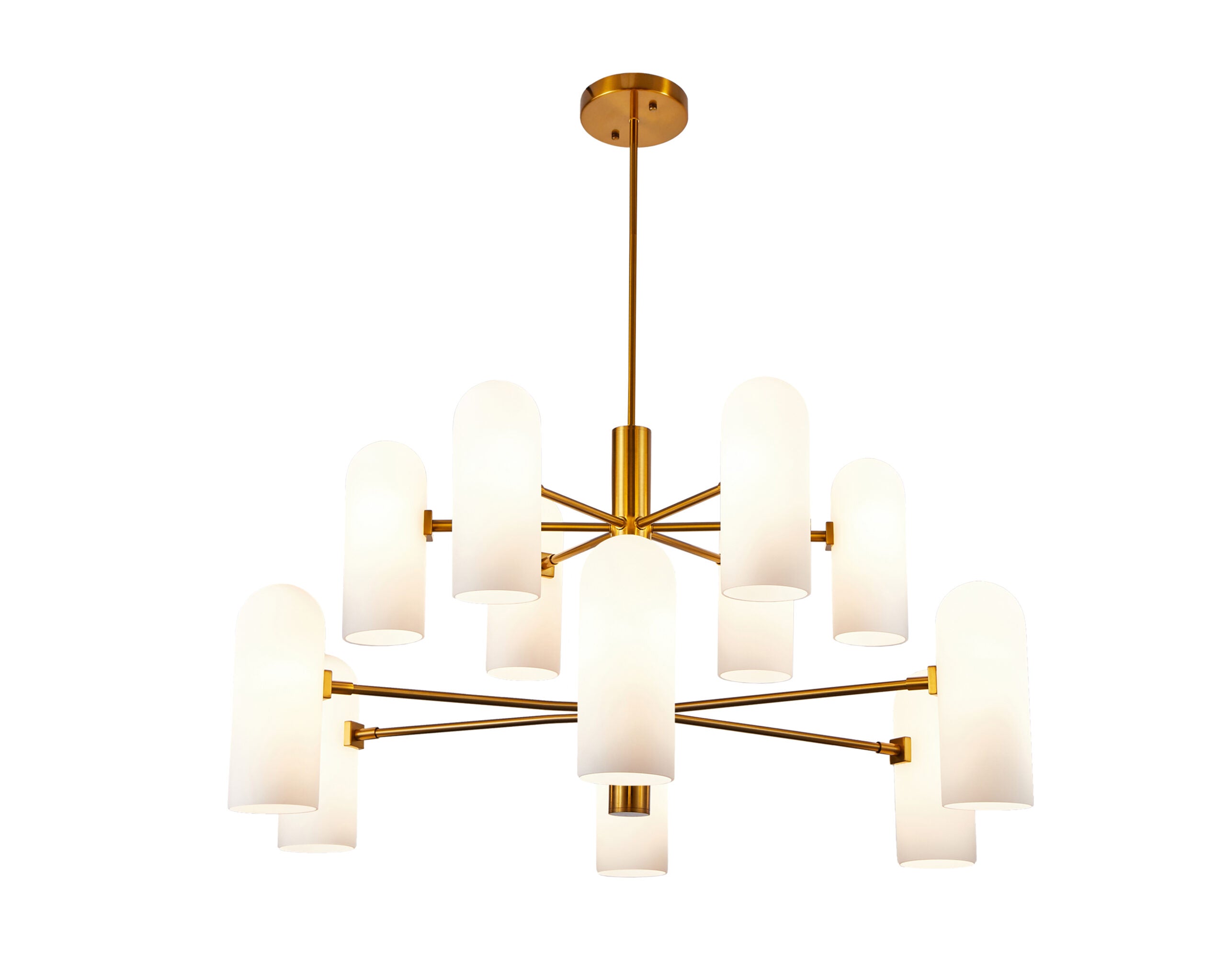 Liang & Eimil Pawson Chandelier in Brass and White Glass