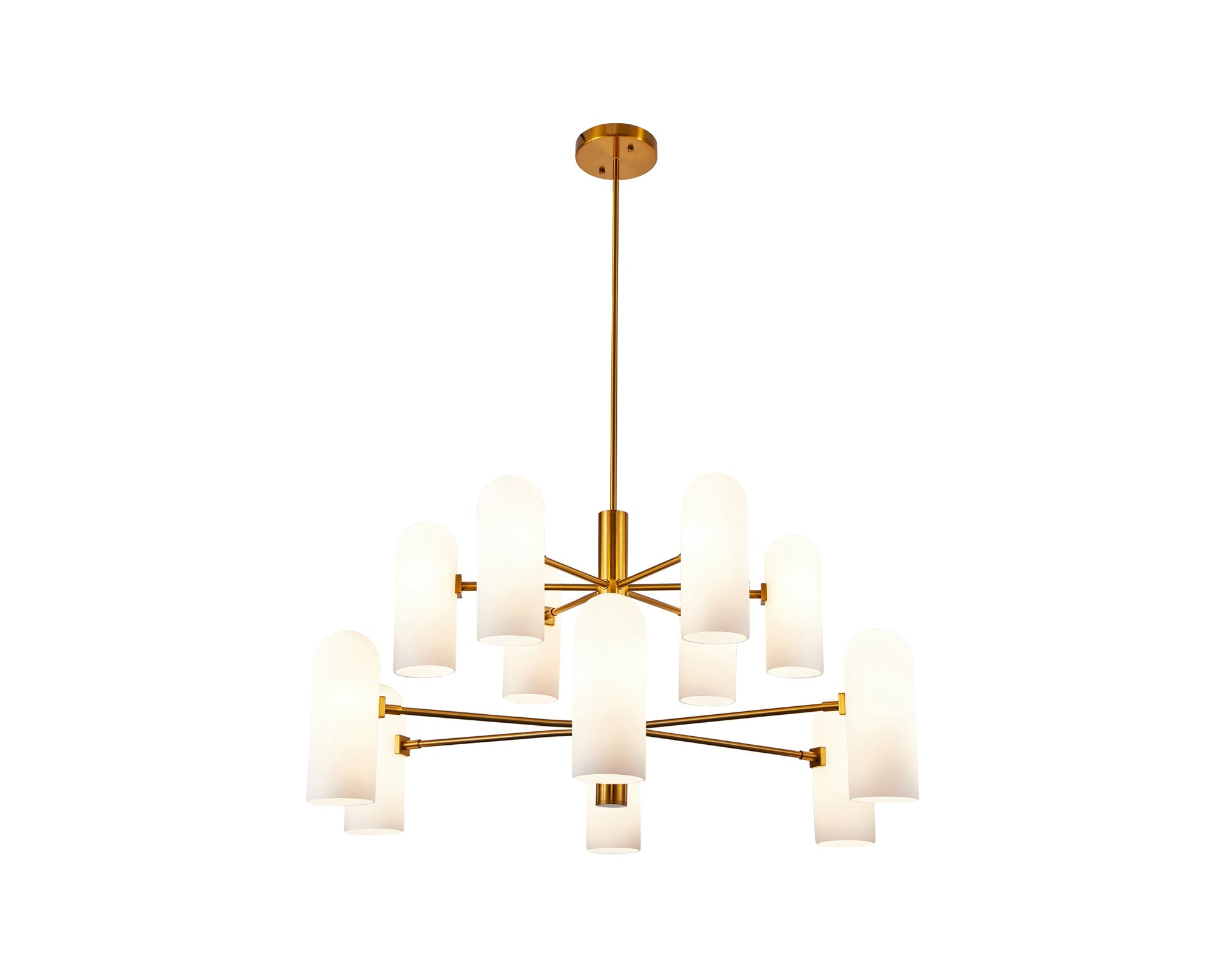 Liang & Eimil Pawson Chandelier in Brass and White Glass