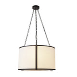 Baltimore Pendant Lamp  -  Matt Black & White Linen