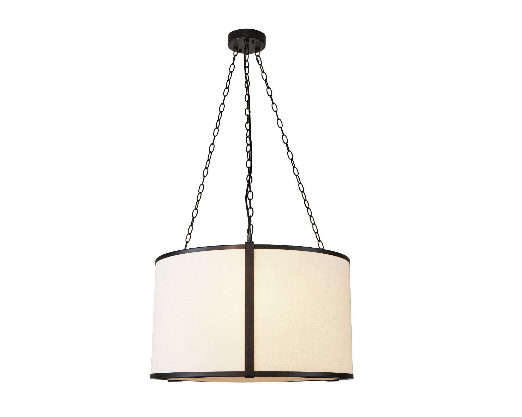 Baltimore Pendant Lamp  -  Matt Black & White Linen