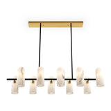 Amatti Long Chandelier  -   Alabaster, Black & Brass