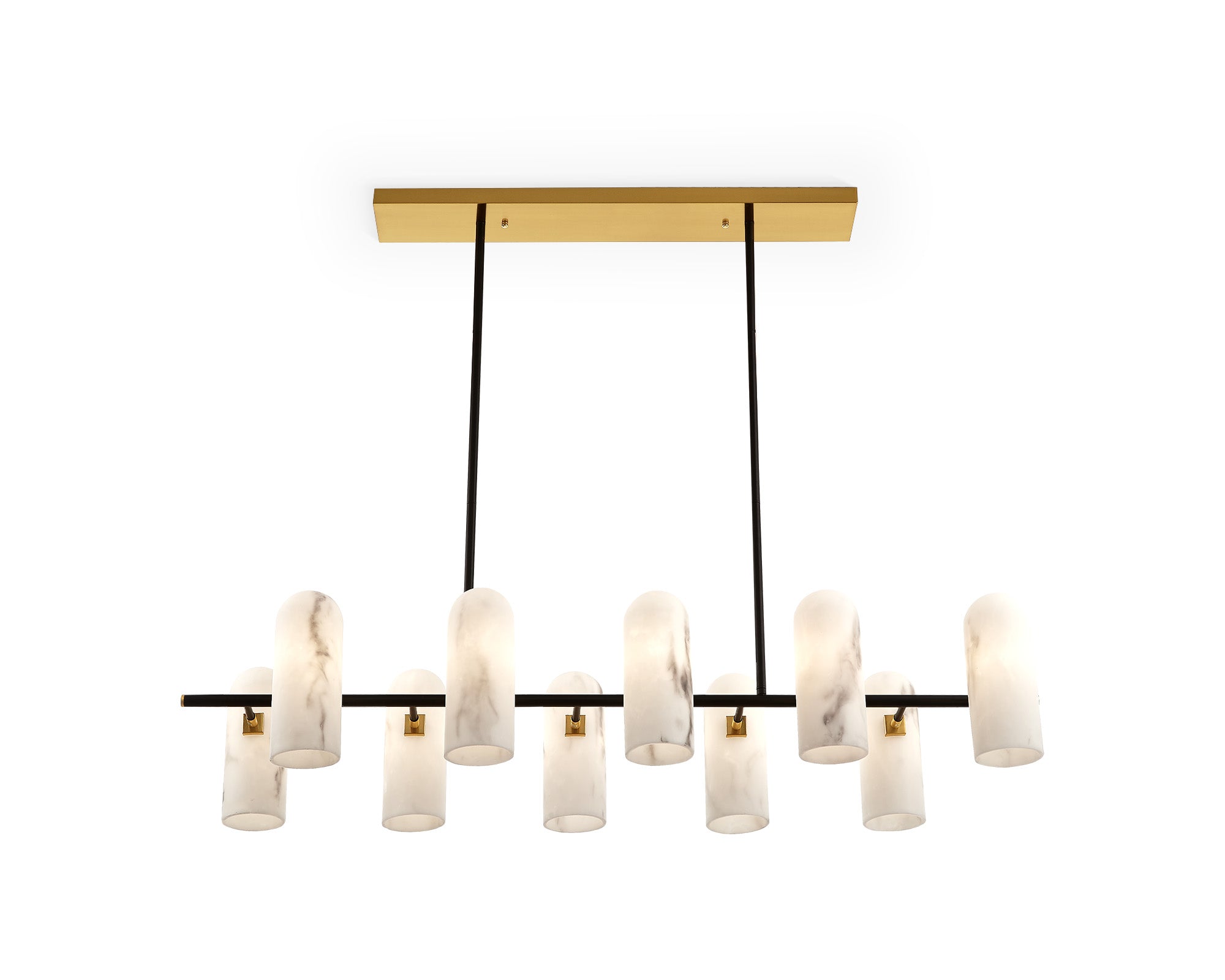 Liang & Eimil Amatti Long Chandelier – Alabaster Effect Black & Brass