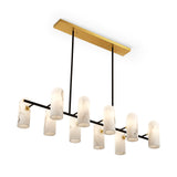 Amatti Long Chandelier  -   Alabaster, Black & Brass
