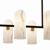 Amatti Long Chandelier  -   Alabaster, Black & Brass