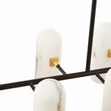 Amatti Long Chandelier  -   Alabaster, Black & Brass