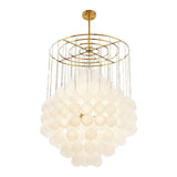 Moon Chandelier  -  Antique Brushed Brass & Frosted Glass