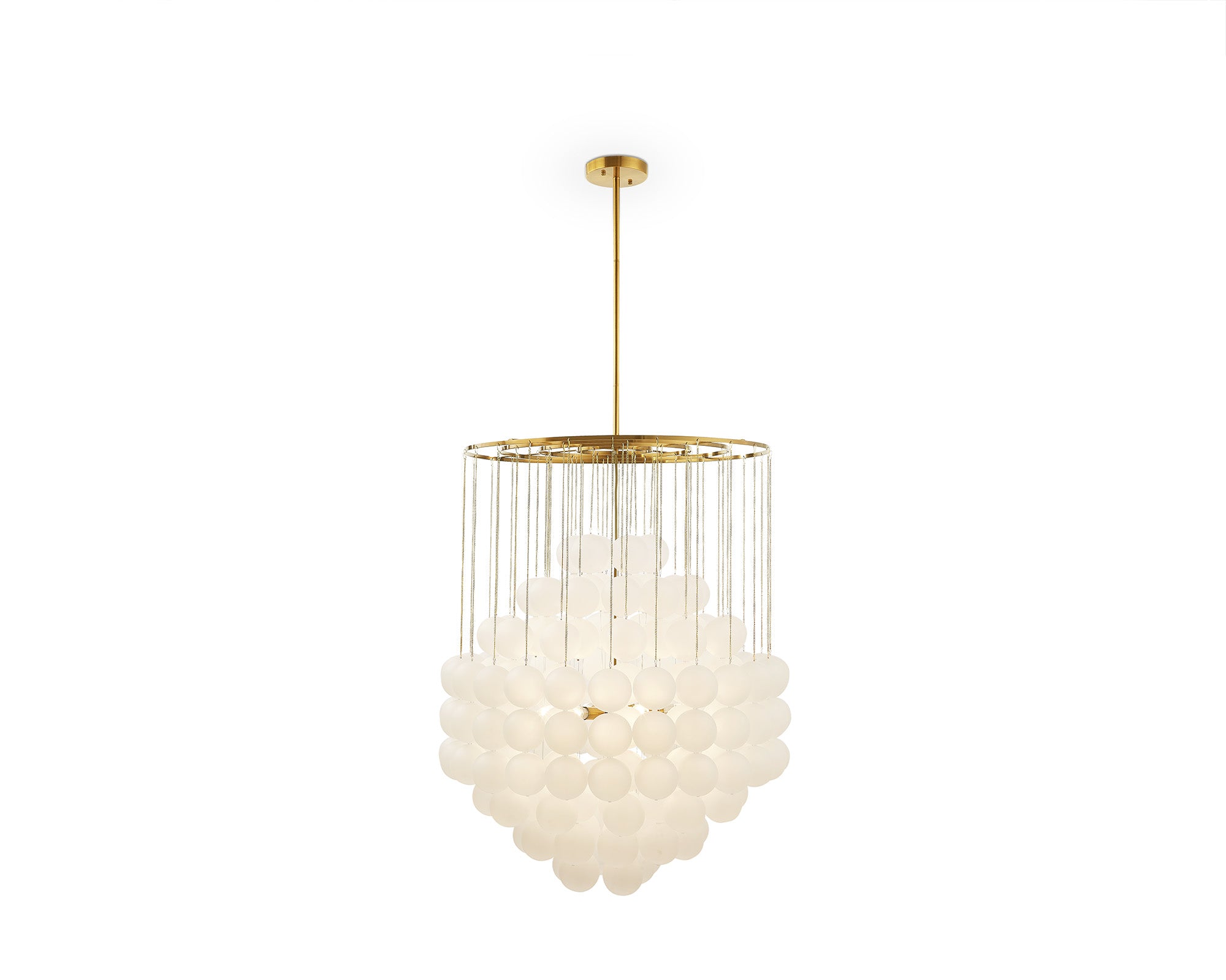 Moon Chandelier  -  Antique Brushed Brass & Frosted Glass