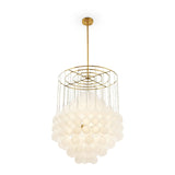 Moon Chandelier  -  Antique Brushed Brass & Frosted Glass