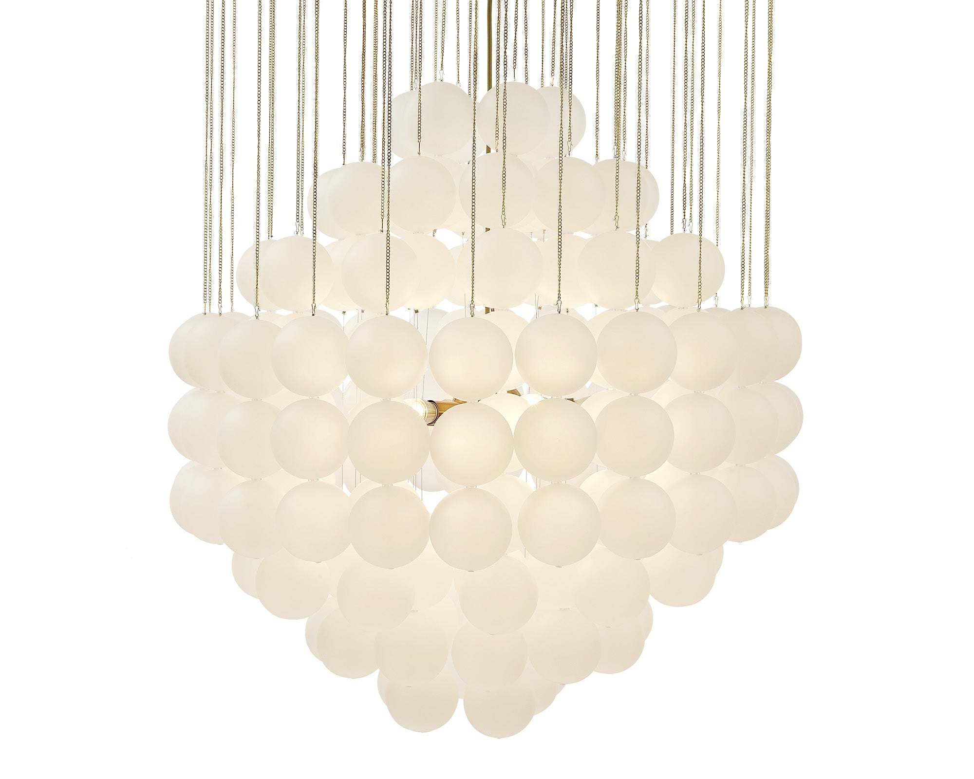 Moon Chandelier  -  Antique Brushed Brass & Frosted Glass
