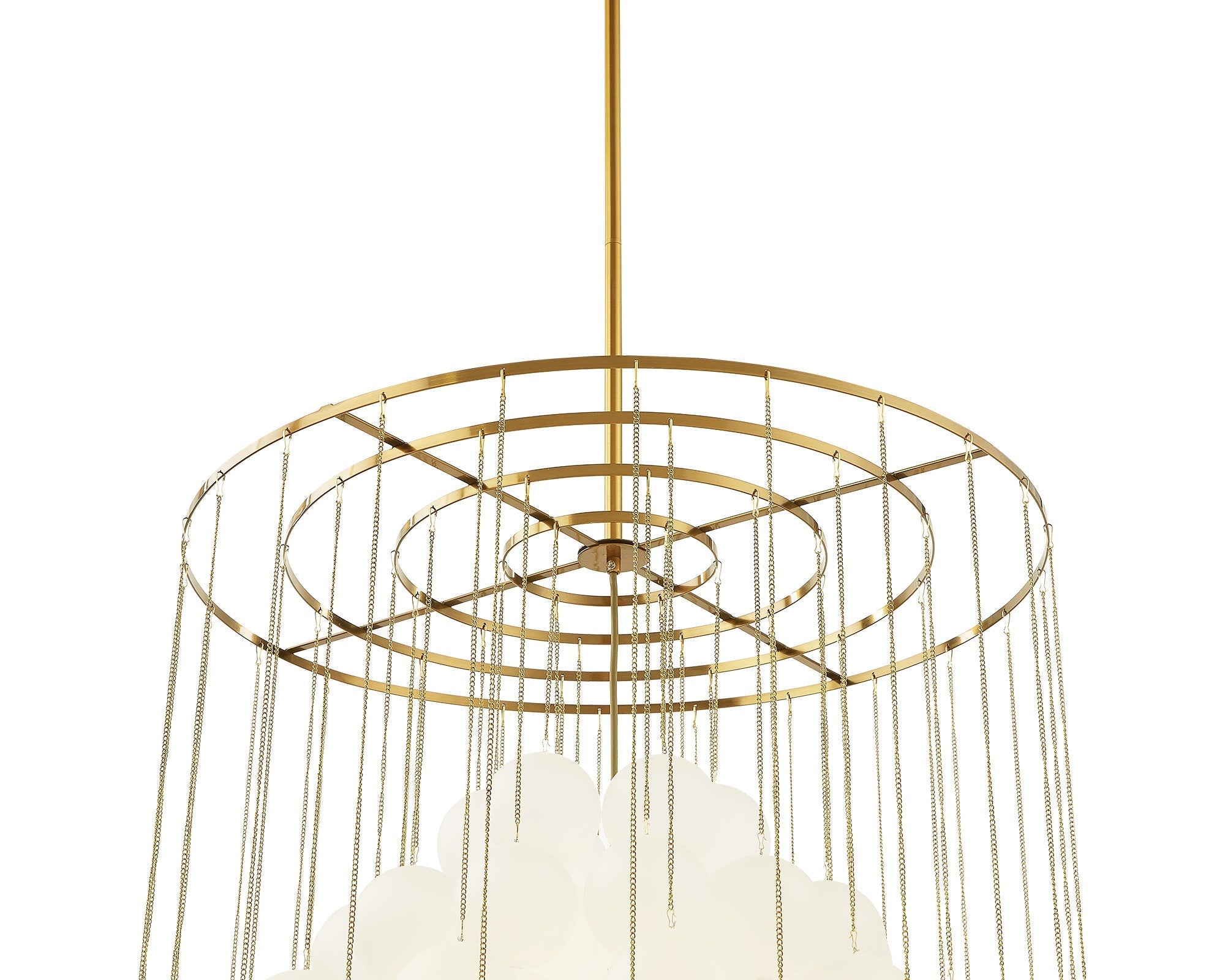 Moon Chandelier  -  Antique Brushed Brass & Frosted Glass