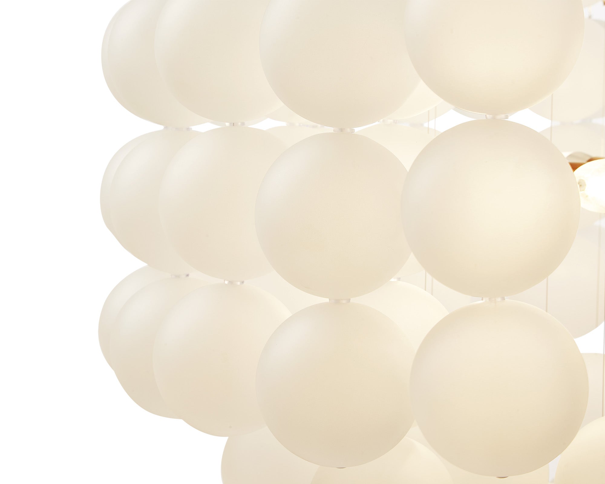 Moon Chandelier  -  Antique Brushed Brass & Frosted Glass