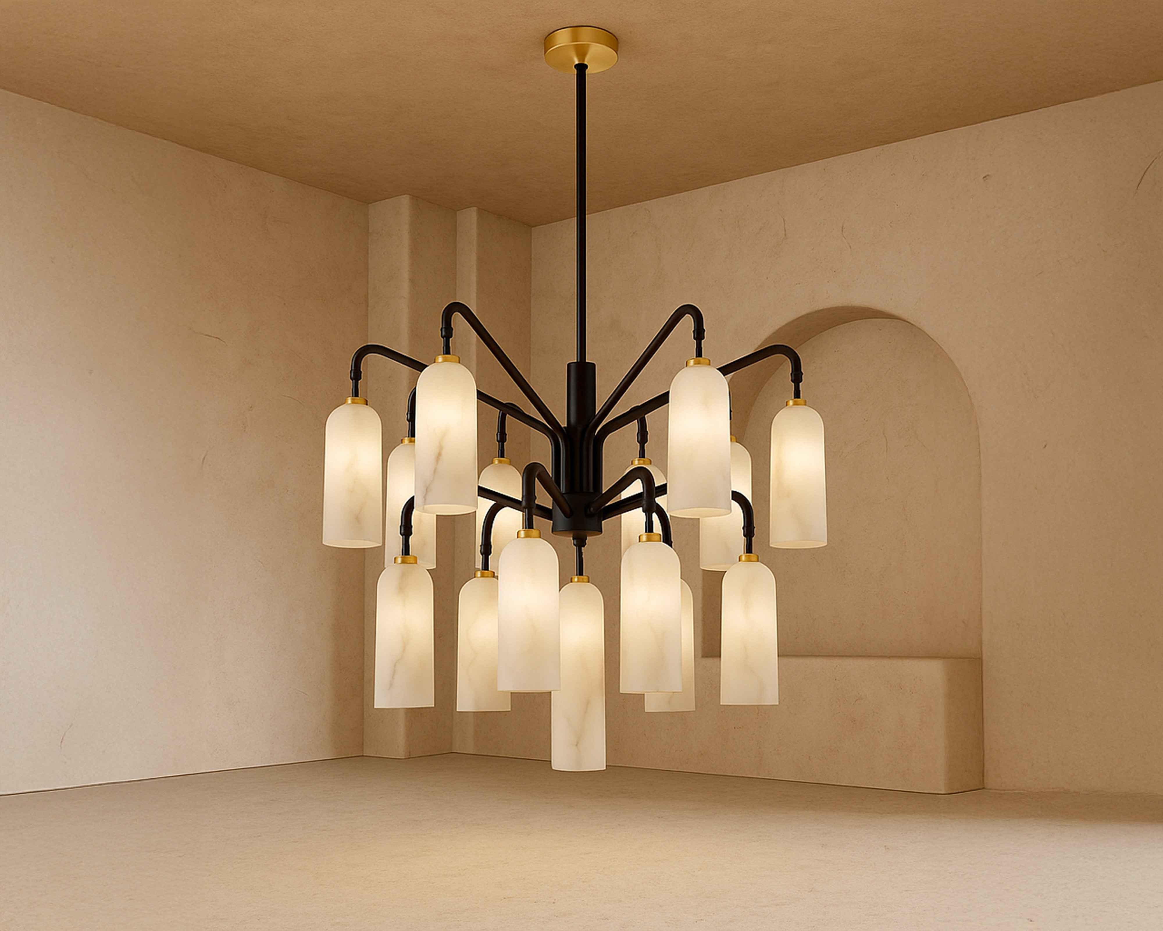 Liang & Eimil Amatti Chandelier – Alabaster Effect, Black & Brass
