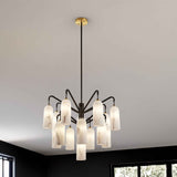 Amatti Chandelier -  Alabaster Effect, Black & Brass