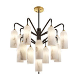 Amatti Chandelier -  Alabaster Effect, Black & Brass