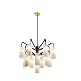 Amatti Chandelier  -   Alabaster, Black & Brass
