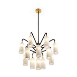 Amatti Chandelier  -   Alabaster, Black & Brass